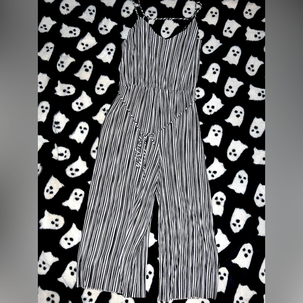 Fashion Nova Black and White Striped Jumpsuit